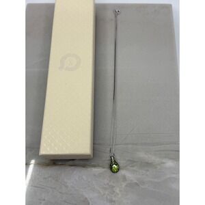 QVC Womens Green Gemstone Sterling Silver Oval Charm 19"‎ Necklace Gift NIB